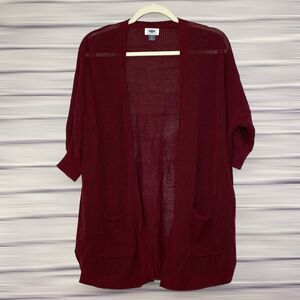 Old Navy Maroon 3/4 Sleeves 2 Front Pockets Open Cardigan (Runs Big) - Size S